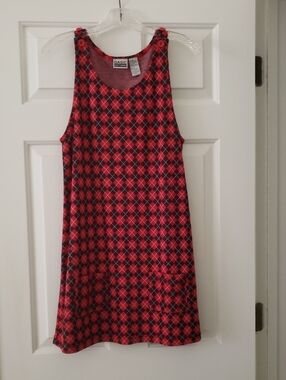 Basic Editions Red and Black Plaid Tank Dress